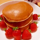 いちごパウダーと練乳で、いちごみるくパンケーキ☆